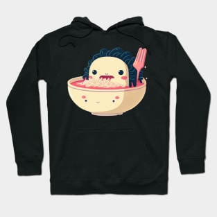 Axolotl eating ramen anime kawaii Hoodie